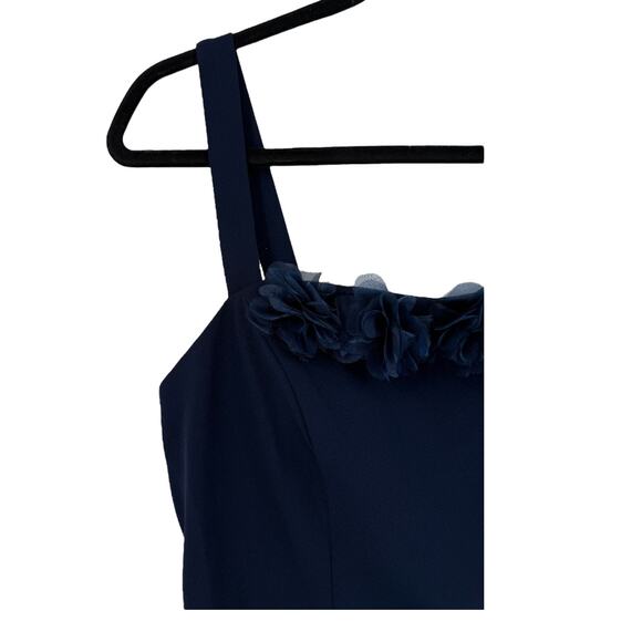 Alex Evenings Flower Neckline sleeveless dress blue size 10 - Picture 4 of 7